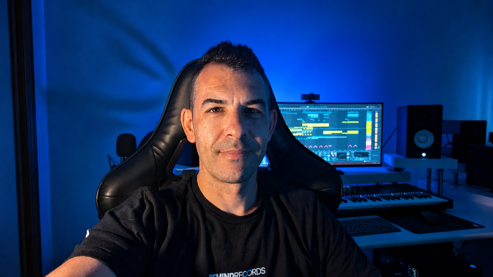 DIM3NSION en su estudio de producción musical