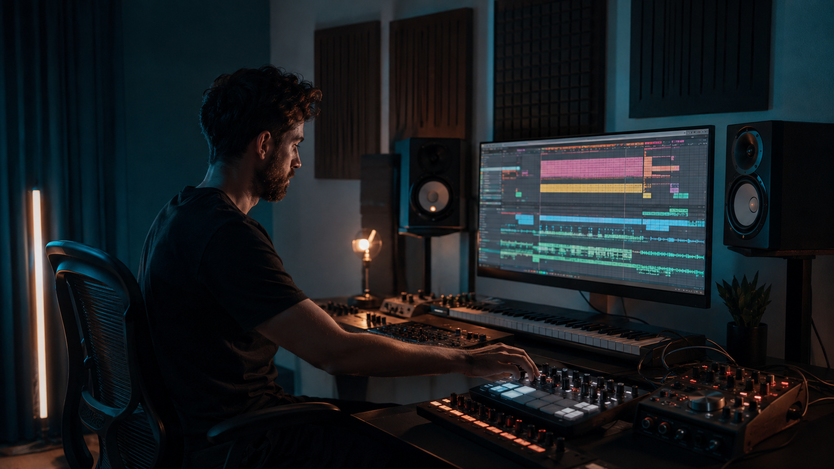 Producer preparing a demo submission in a professional studio