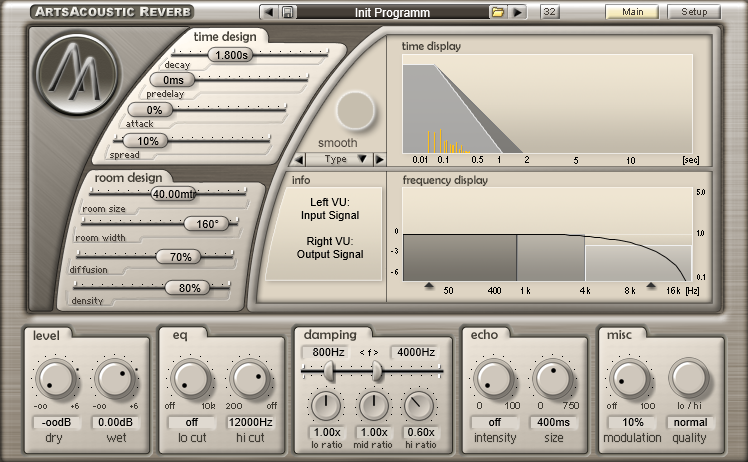 ArtsAcoustic Reverb plugin interface