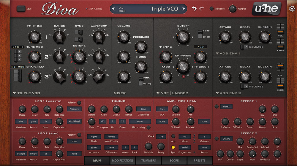 u-he Diva synthesizer interface